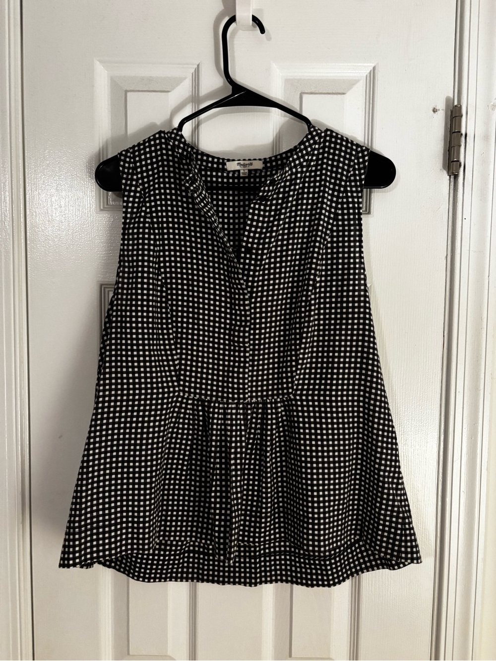 Madewell Black & White Gingham Swing Top
